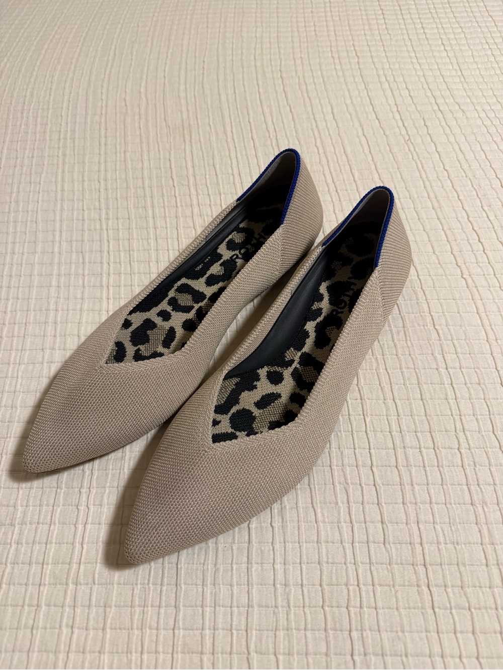Rothy’s Pointed Toe Knit Ballet Flat in Beige